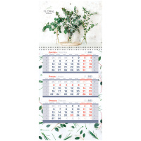 Календарь квартальный Officespace Mini premium Floral composition, 1 блок, 1 гребень, с бегунком, 20