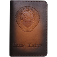 Обложка для паспорта Кожевенная мануфактура, 'Руссо Туристо', нат. кожа, коричневая, в деревянной уп