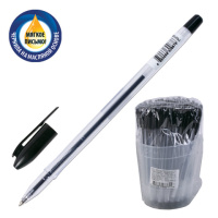 Ручка шариковая Стамм VeGa черная, 0.7мм, прозрачный корпус, РШ108