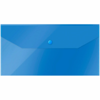 Пластиковая папка на кнопке Officespace синяя полупрозрачная, С6