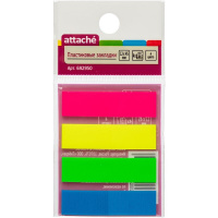 Клейкие закладки пластиковые Attache 4 цвета, 12х45 мм, 100 листов