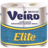 Бумага туалетная Veiro 'Elite' 3-х слойн., 4шт., тиснение, белая