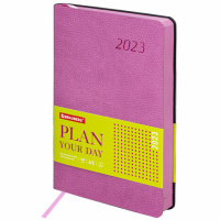 Ежедневник датированный 2023 А5 138x213 мм BRAUBERG 'Stylish', под кожу, розовый, 114069