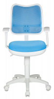 Кресло CH-W797/LB/TW-55 спинка/сиденье пласт бел, спинка-сетка св-гол, ткань св-голубая