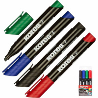 Набор перманентных маркеров Kores набор 4 цвета, 3-5мм, со скошенным наконечником