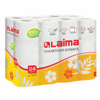 Туалетная бумага Laima без аромата 2 слоя, 24 рулона, 152 листа, 18,5м