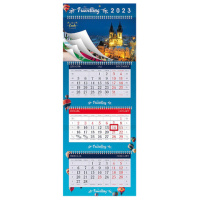 Календарь квартальный Hatber СуперЛюкс Путешествие, 3 блока, 4 гребня, с бегунком, 2023