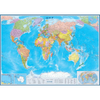 Настенная карта Атлас Принт Мир политическая, М: 1:17 000 000, 202х143см