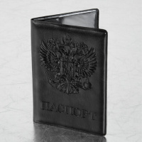 Обложка для паспорта STAFF, полиуретан под кожу, 'ГЕРБ', черная, 237602