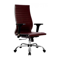 Кресло офисное Метта Комплект 10/2D иск. кожа, темно-бордовый, крестовина хром