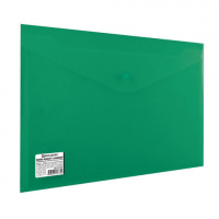 Пластиковая папка на кнопке Brauberg зеленая непрозрачная, А4
