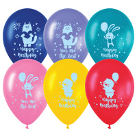 Воздушные шары Meshu Happy birthday 30см, пастель, ассорти, 25шт