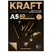 Скетчбук - блокнот 60л., А5 Clairefontaine 'Kraft', на склейке, 90г/м2, верже, черный/крафт