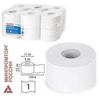 Туалетная бумага Laima Universal White в рулоне, 200м, 1 слой, белая, 12 рулонов