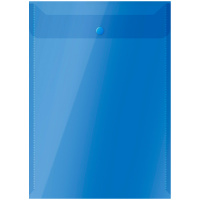 Пластиковая папка на кнопке Officespace синяя полупрозрачная, А4, вертикальная